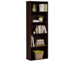 Dark Russet Brown 5-Shelf Bookcase -Furniture Specialty Shop 810367636 2