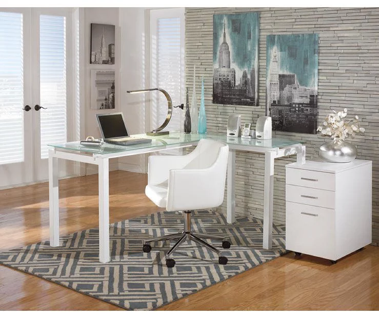 Baraga White L-Shaped Corner Desk 5 Baraga White L-Shaped Corner Desk - Image 3
