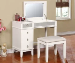 Piper White Mirror Vanity Set With Stool 8 Piper White Mirror Vanity Set With Stool -Furniture Specialty Shop 810389501 3