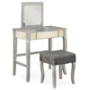 Betty Silver Mirror Vanity Set With Stool -Furniture Specialty Shop 810389504 1