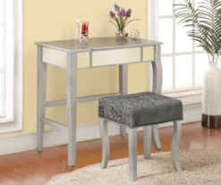 Betty Silver Mirror Vanity Set With Stool -Furniture Specialty Shop 810389504 4