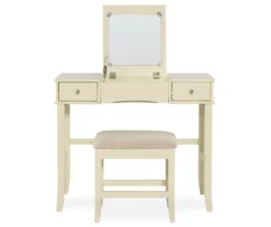 Caroline Cream Mirror Vanity Set With Stool -Furniture Specialty Shop 810389506 3
