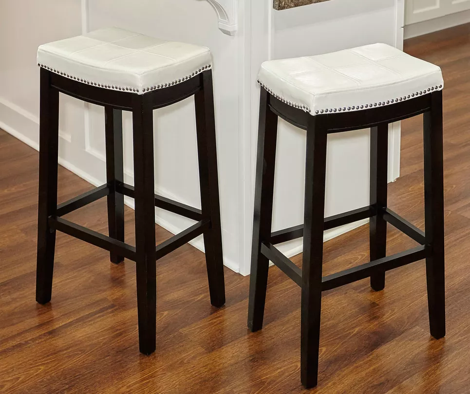 30" Brooke White Saddle Barstool 4 30" Brooke White Saddle Barstool - Image 2