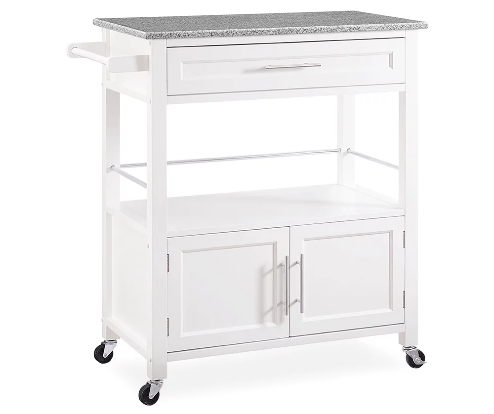 White Double Door Kitchen Cart With Granite Top 3 White Double Door Kitchen Cart With Granite Top