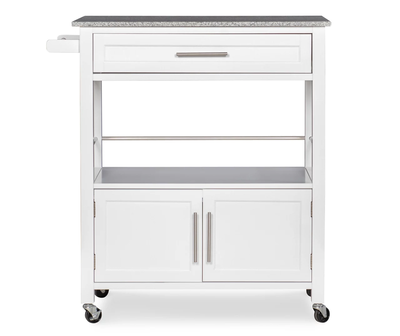 White Double Door Kitchen Cart With Granite Top 8 White Double Door Kitchen Cart With Granite Top - Image 6