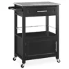 Ree Black Granite Top Kitchen Cart With Storage -Furniture Specialty Shop 810389519 2