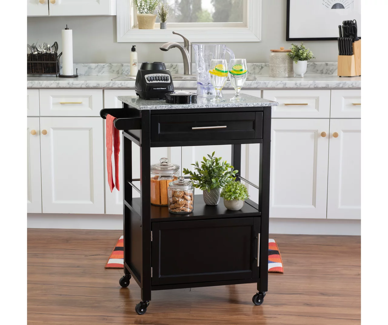 Ree Black Granite Top Kitchen Cart With Storage 8 Ree Black Granite Top Kitchen Cart With Storage - Image 6
