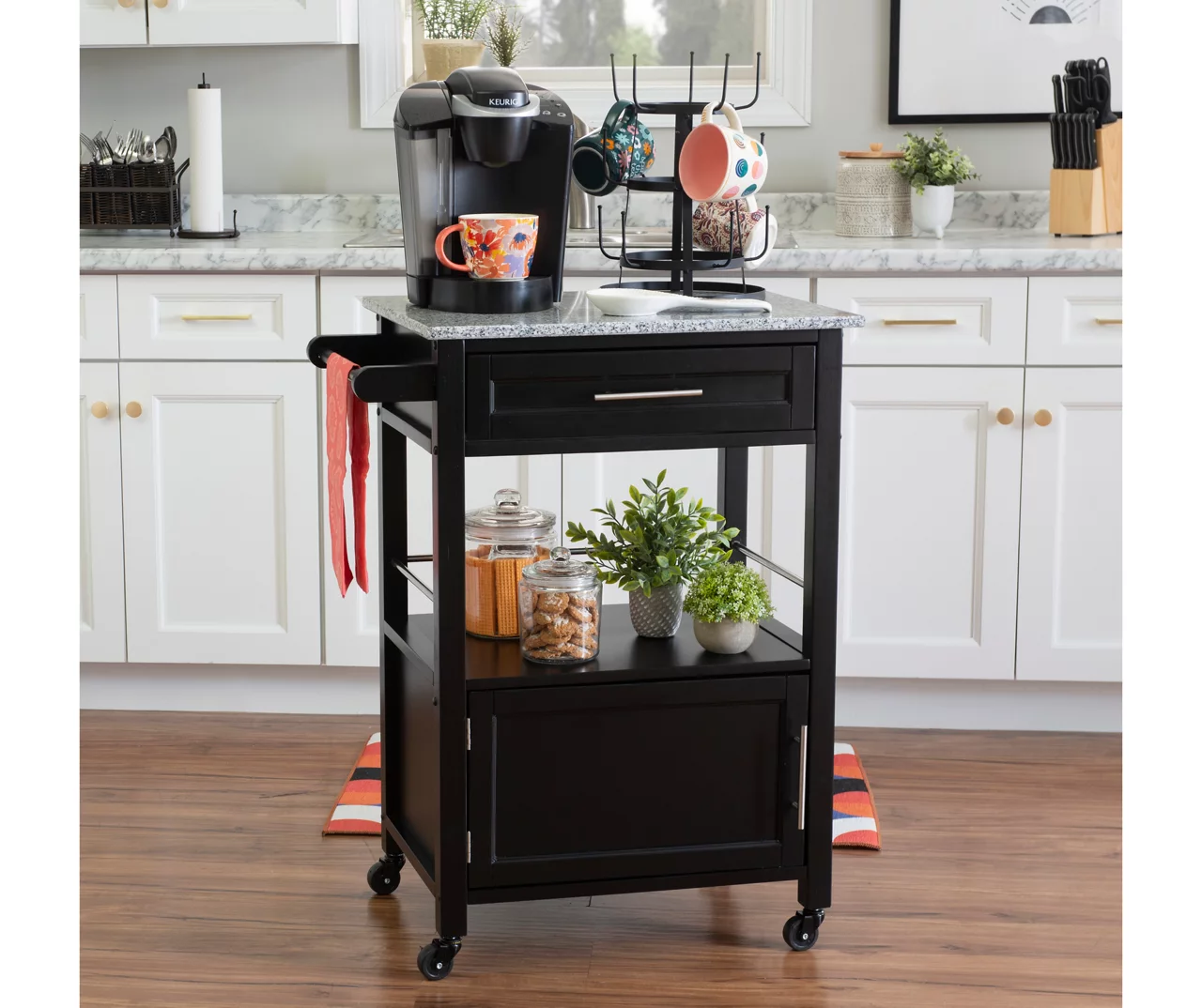 Ree Black Granite Top Kitchen Cart With Storage 9 Ree Black Granite Top Kitchen Cart With Storage - Image 7