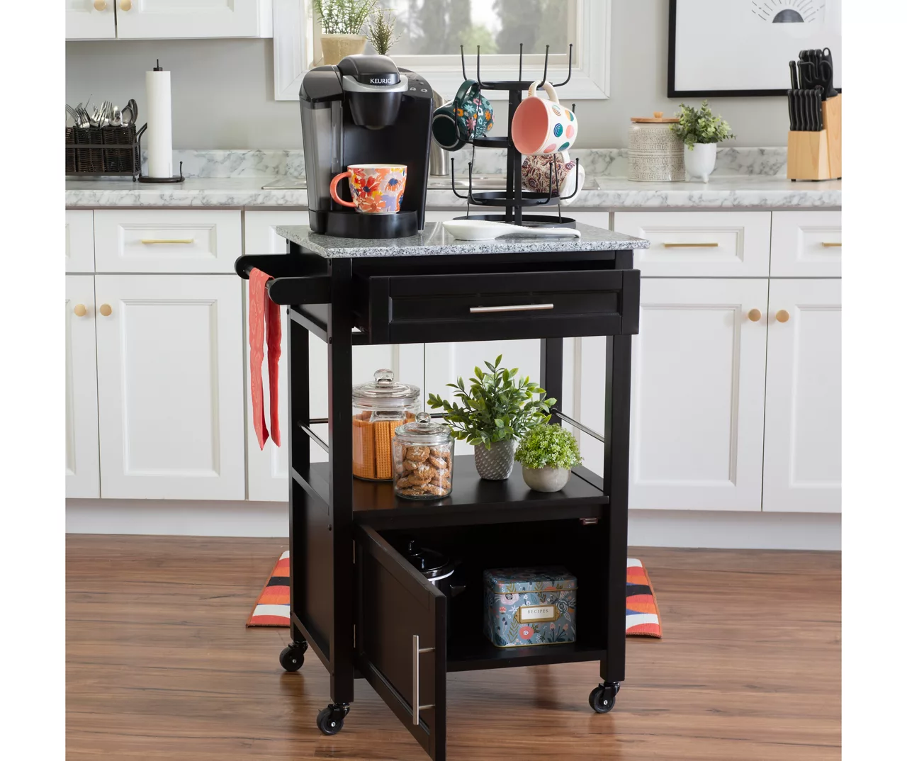 Ree Black Granite Top Kitchen Cart With Storage 10 Ree Black Granite Top Kitchen Cart With Storage - Image 8