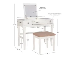 Martha Mirror Vanity Set With Stool -Furniture Specialty Shop 810389524 A8