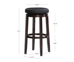 29" Clea Black Pub Barstool -Furniture Specialty Shop 810389526 A7