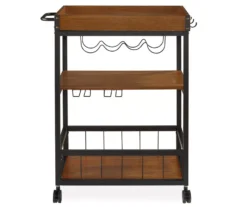 Luke Industrial Kitchen Cart With Wine Storage -Furniture Specialty Shop 810389531 2