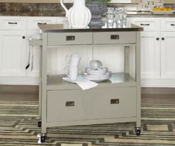 Gray Steel Top Kitchen Cart With Drawers -Furniture Specialty Shop 810389532 3