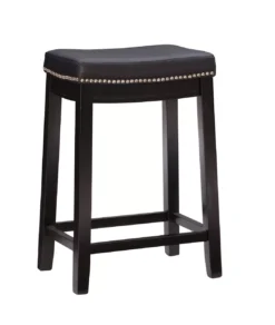 24" Brooke Black Saddle Counter Stool