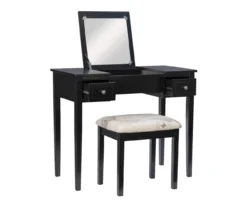 Black Butterfly Mirror Vanity Set With Stool -Furniture Specialty Shop 810389539 A0 3