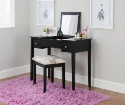 Black Butterfly Mirror Vanity Set With Stool -Furniture Specialty Shop 810389539 B0 1
