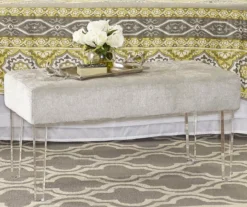 Marie Platinum Padded Glam Acrylic Bench -Furniture Specialty Shop 810389624 1 1