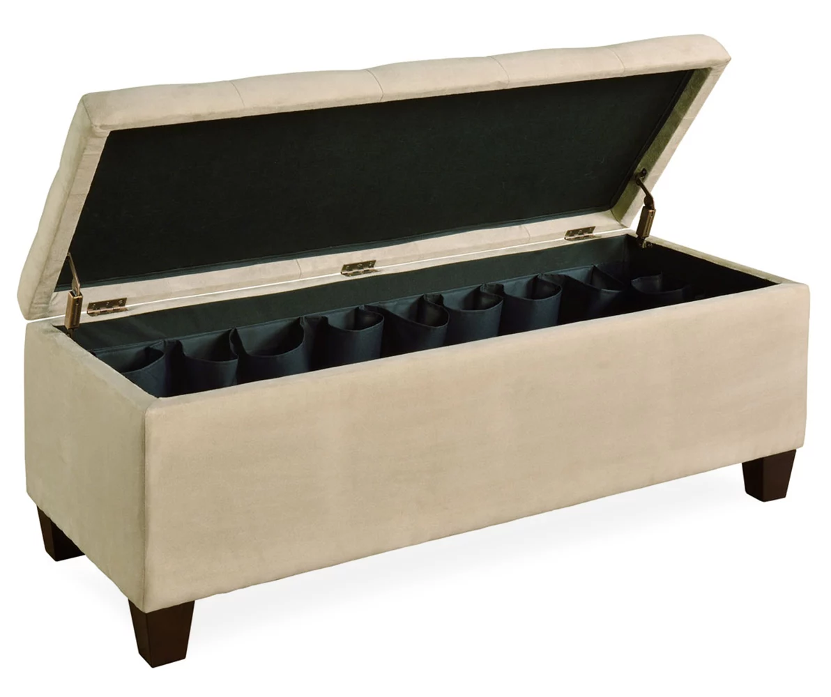 Erin Beige Padded Shoe Storage Ottoman 4 Erin Beige Padded Shoe Storage Ottoman - Image 2