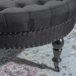 Claire Charcoal Round French Country Ottoman 8 Claire Charcoal Round French Country Ottoman -Furniture Specialty Shop 810389633 3