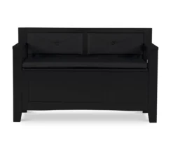 Black Padded Faux Leather Storage Bench -Furniture Specialty Shop 810389638 A0 2