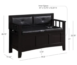 Black Padded Faux Leather Storage Bench -Furniture Specialty Shop 810389638 A7