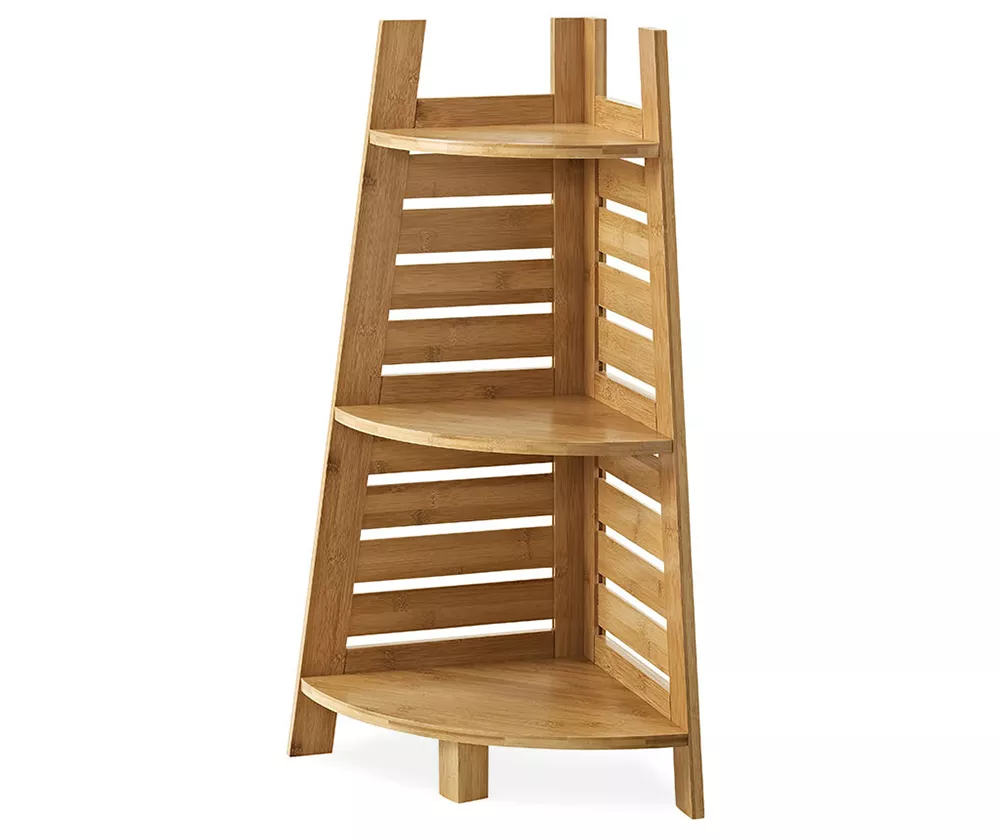 Pierce Bamboo 3-Tier Corner Shelf 3 Pierce Bamboo 3-Tier Corner Shelf