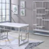 Alize White & Chrome Geometric Bookcase -Furniture Specialty Shop 810422877 810422878
