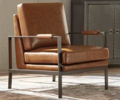 Peacemaker Brown Faux Leather Accent Chair -Furniture Specialty Shop 810431436