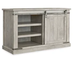 Carynhurst Whitewash Sliding Barn Door TV Stand -Furniture Specialty Shop 810458282 1