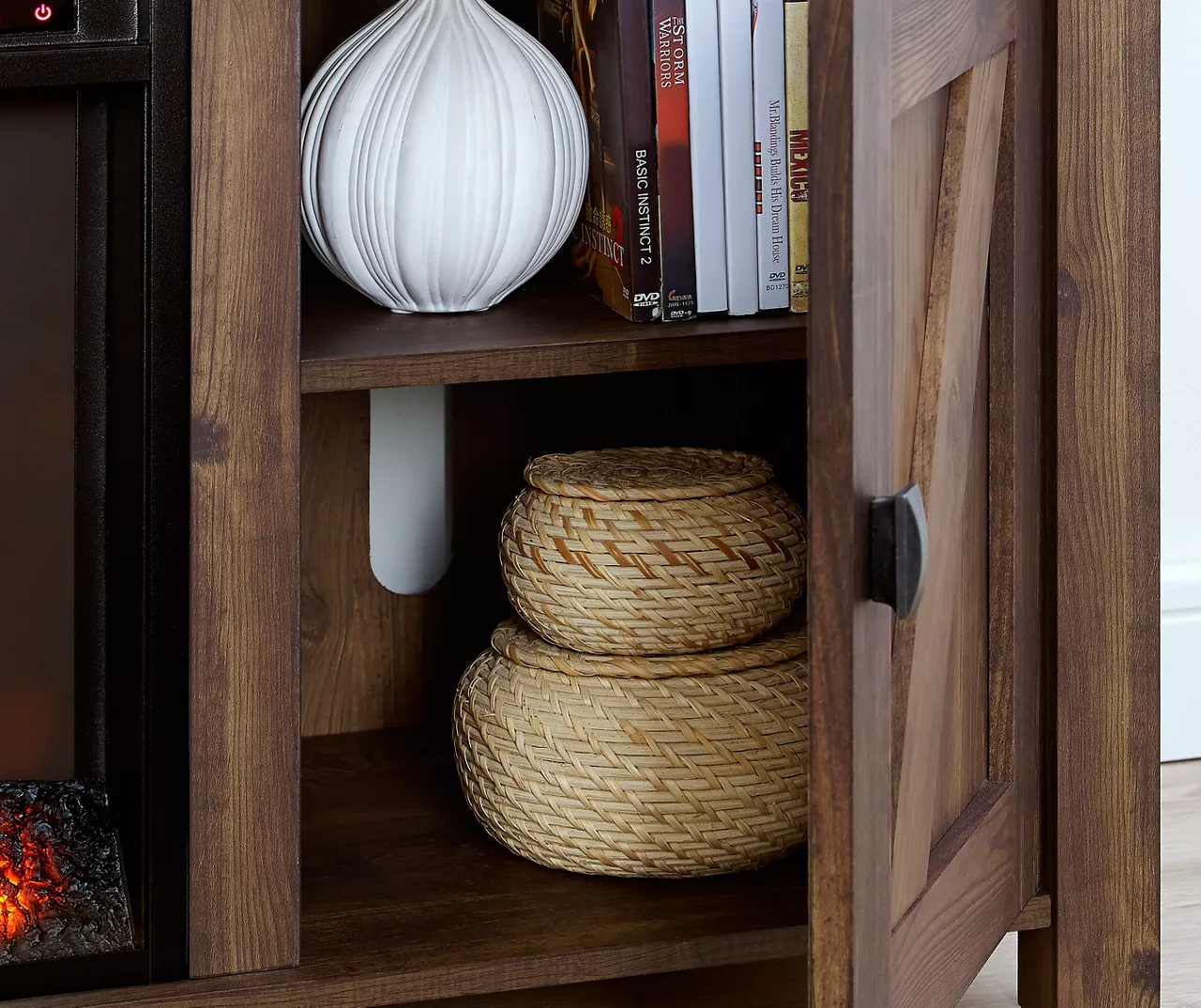 59" Century Lane Rustic Brown Electric Fireplace Console 4 59" Century Lane Rustic Brown Electric Fireplace Console - Image 2