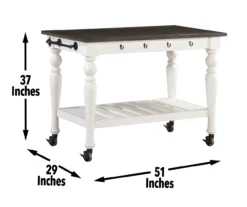 Barclay Ivory & Dark Oak Rolling Kitchen Cart -Furniture Specialty Shop 810495227 A7
