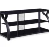 44" Black Glass & Metal TV Stand