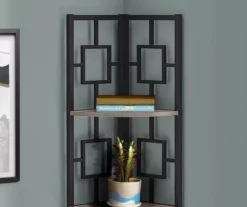 Dark Taupe Square 4-Shelf Corner Bookcase -Furniture Specialty Shop 810512904 4