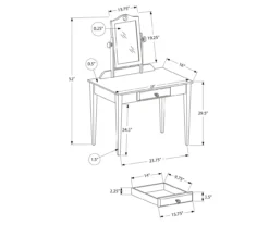 Pink Vanity Table With Mirror -Furniture Specialty Shop 810512906 3