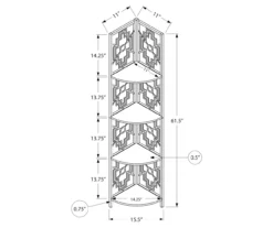 Monarch Geometric 4-Shelf Corner Bookcase -Furniture Specialty Shop 810512945 3