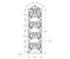 Monarch Geometric 4-Shelf Corner Bookcase -Furniture Specialty Shop 810512946 3