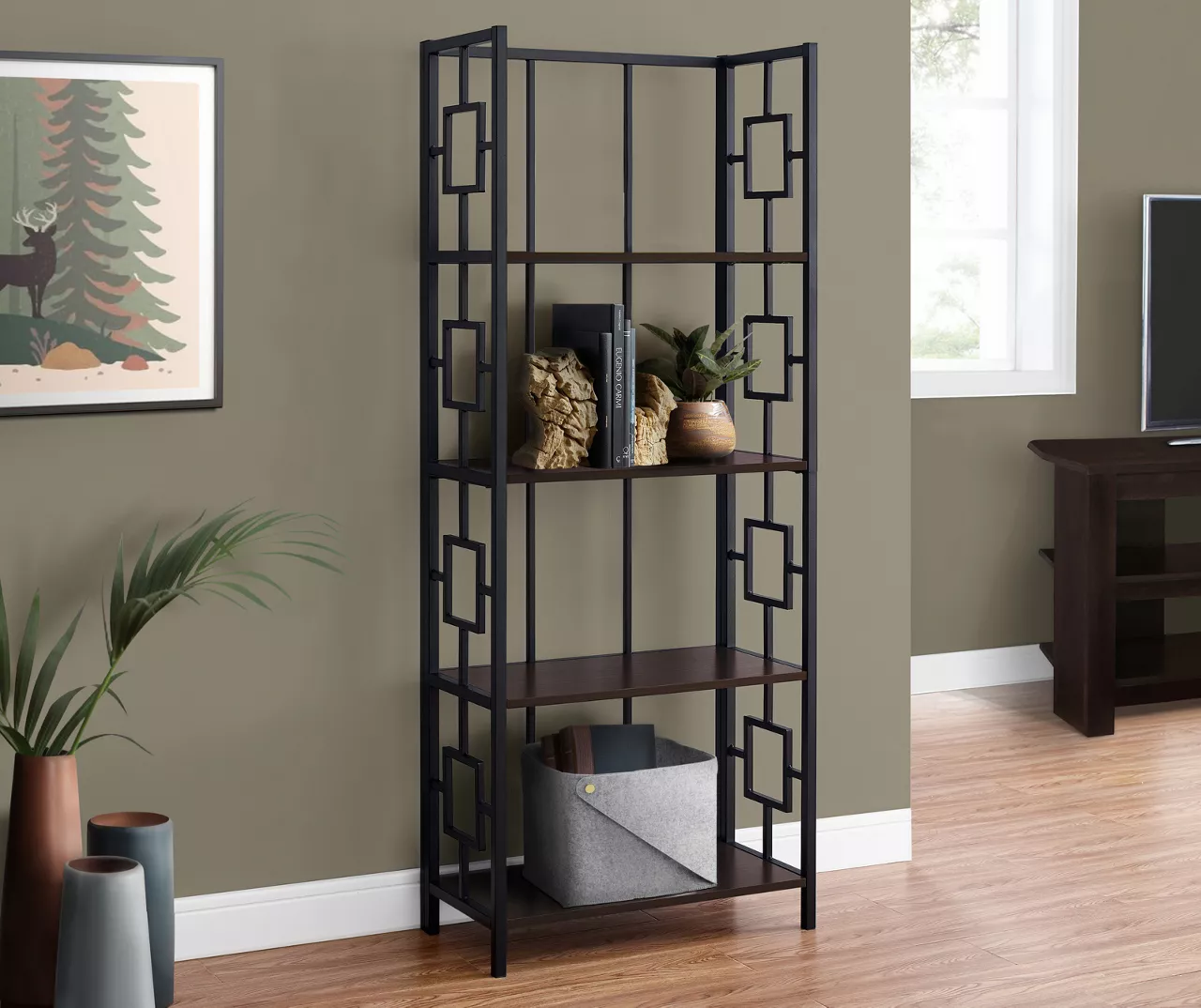 Espresso Square 4-Shelf Open Bookcase 4 Espresso Square 4-Shelf Open Bookcase - Image 2