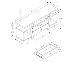 60" Dark Taupe 2-Drawer TV Stand -Furniture Specialty Shop 810512981 3