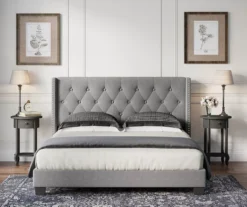 Gray Upholstered Shelter Wingback Queen Bed -Furniture Specialty Shop 810513491 4