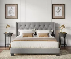 Gray Upholstered Shelter Wingback Queen Bed -Furniture Specialty Shop 810513491 5