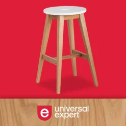 25.59" Oak & White Abacus Wood Counter Stool -Furniture Specialty Shop 810513499