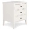 White Finley Wood 3-Drawer Nightstand