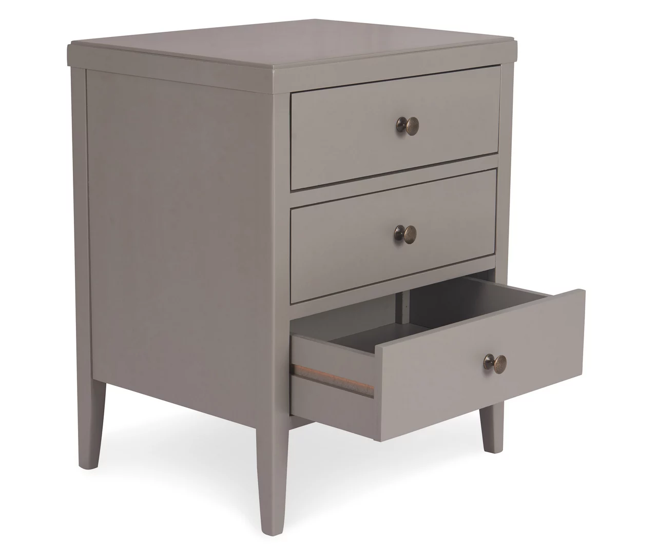 Gray Finley Wood 3-Drawer Nightstand 5 Gray Finley Wood 3-Drawer Nightstand - Image 3