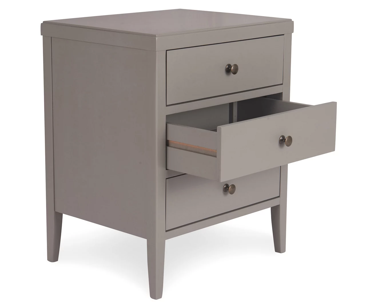 Gray Finley Wood 3-Drawer Nightstand 6 Gray Finley Wood 3-Drawer Nightstand - Image 4