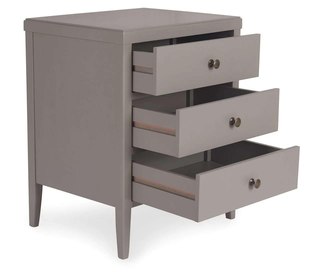 Gray Finley Wood 3-Drawer Nightstand 8 Gray Finley Wood 3-Drawer Nightstand - Image 6