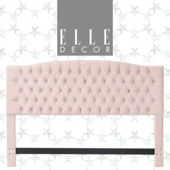 French Blush Pink Celeste Upholstered King Headboard -Furniture Specialty Shop 810513528