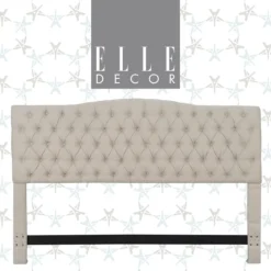 Beige Celeste Upholstered Linen King Headboard -Furniture Specialty Shop 810513532