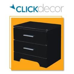 Black Hudson 2-Drawer Wood Nightstand -Furniture Specialty Shop 810513557