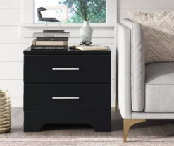 Black Hudson 2-Drawer Wood Nightstand -Furniture Specialty Shop 810513557 3