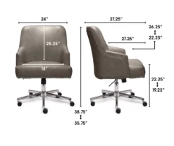 Leighton Gray Memory Foam Bonded Leather Office Chair -Furniture Specialty Shop 810513560 3